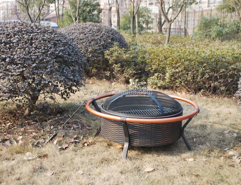 Outdoor wicker design camping fire pit with big ring Outdoor country style fire pit