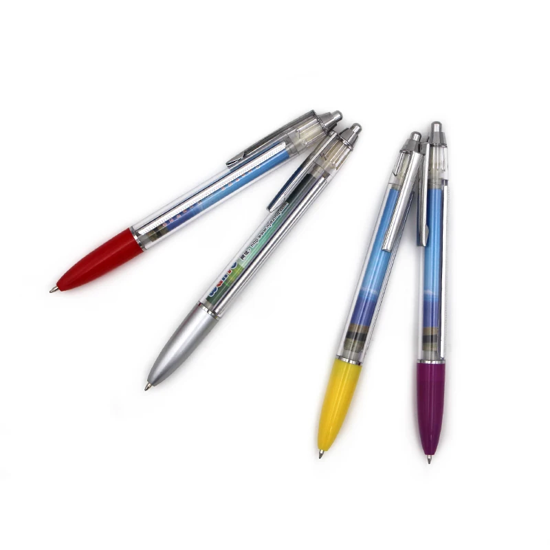 Transparent Barrel Promotional Flag Slogan Ball Pen Calendar Pen Advertising Pull Out Banner Pen