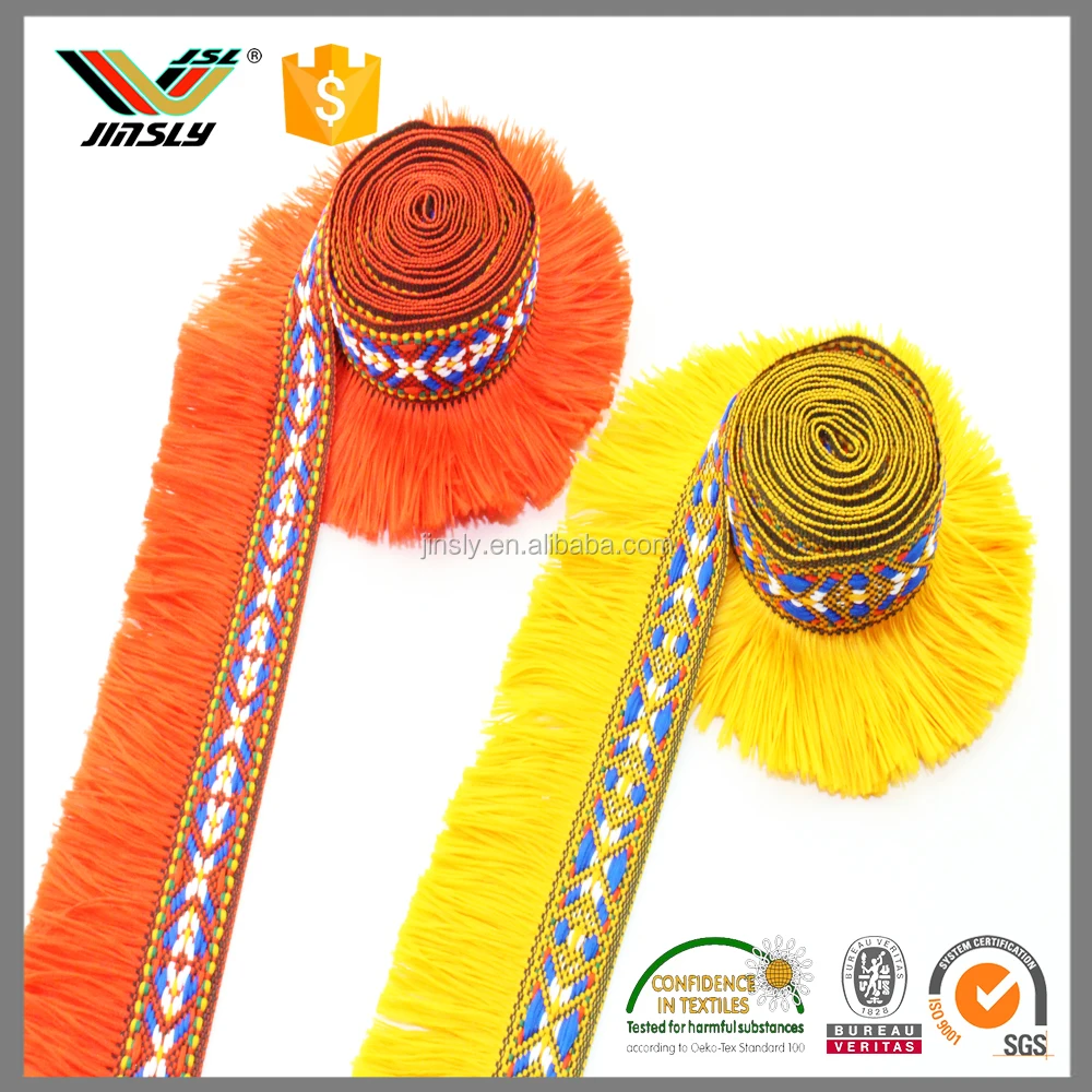 Wholesale Gold New Cheap Bullion Silk Tassel Fringe China Customized 55 People Manufacturer JSL7664 CN;GUA Jinsly