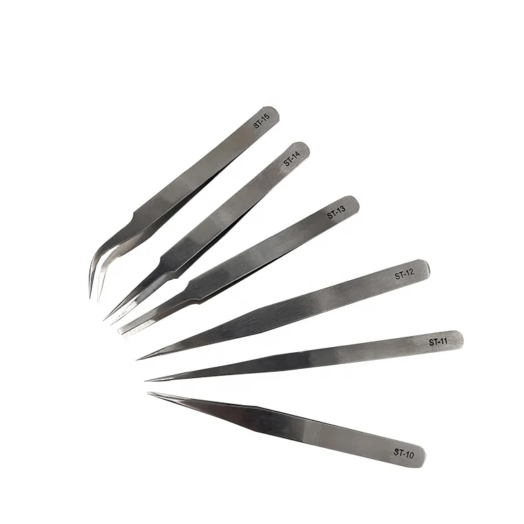 ST-11 Industrial Stainless Steel Chip ESD Tweezer for Mobile Phone