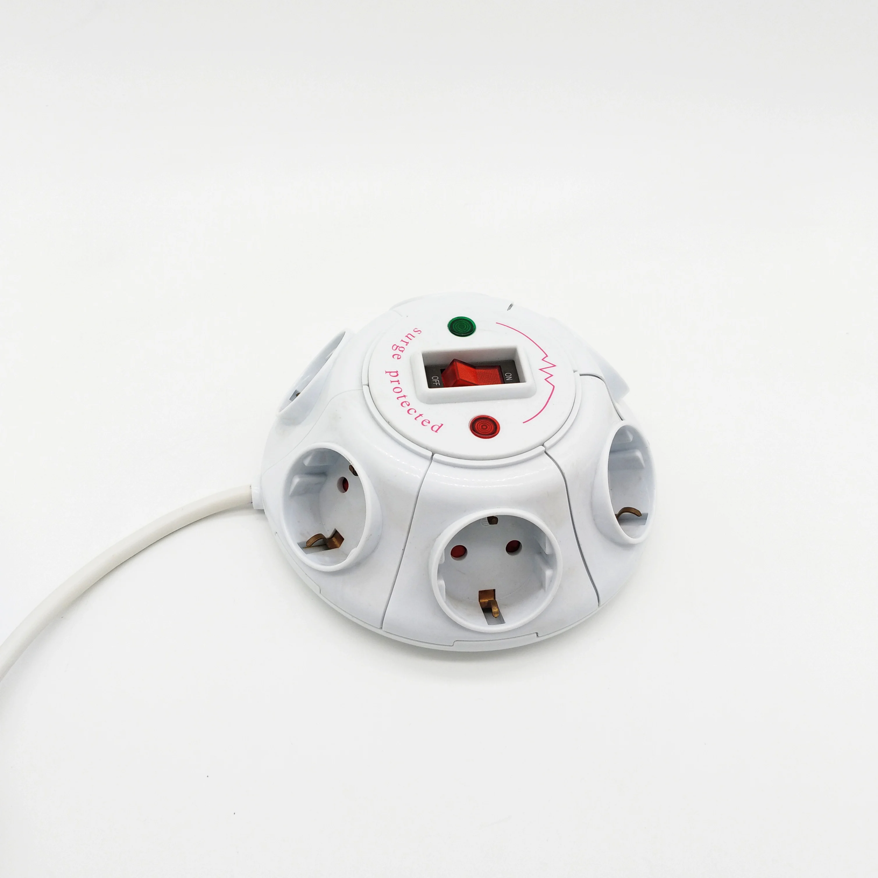 Surge Protection 6 Outlets European plug Germany Extension Socket  Power Strip  with Switch