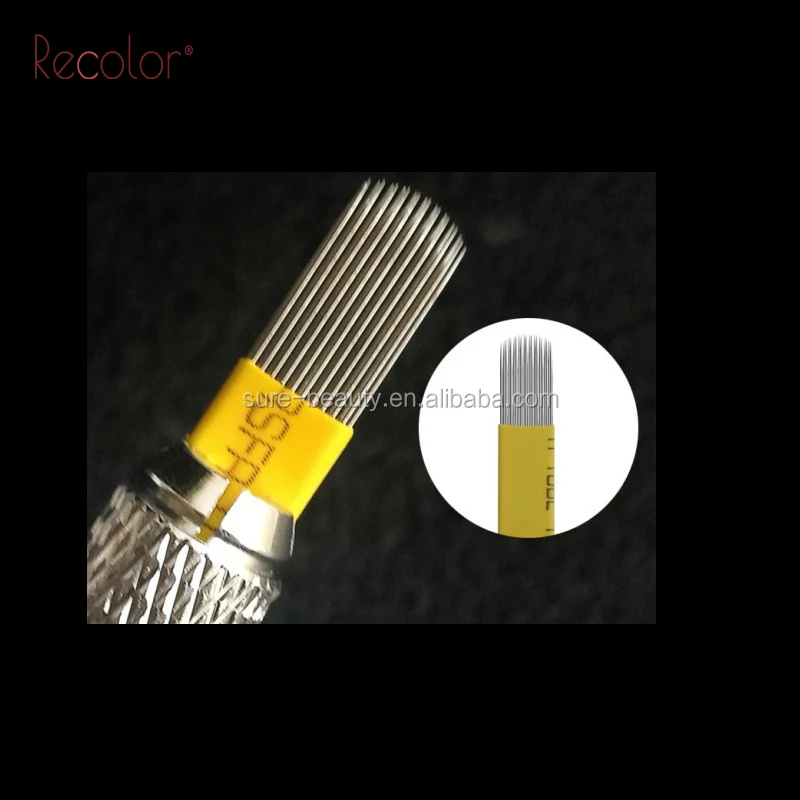 yellow double line U shape tattoo needle blades for double row blades eyebrow lip tattoo supplies