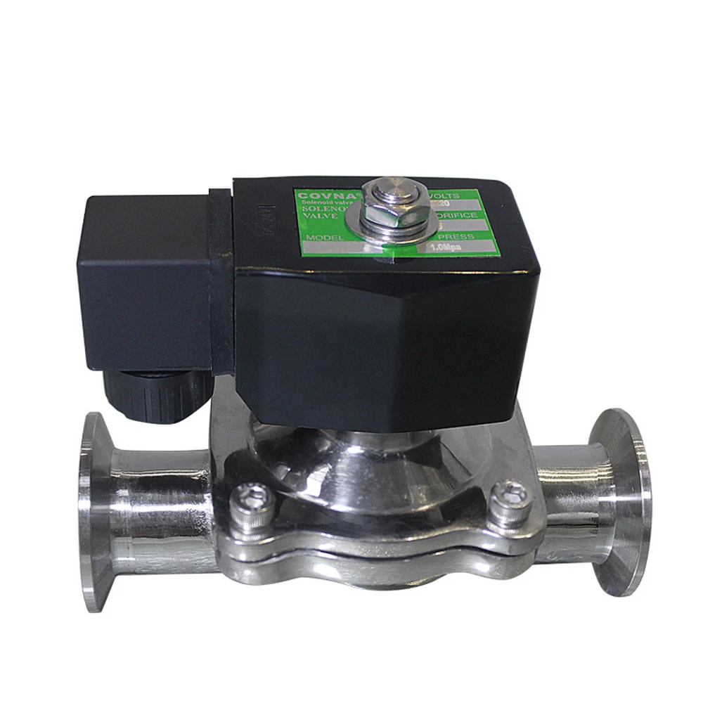 
COVNA 240 Volt Tri Clamp Food Grade Stainless Steel Electric Solenoid Valve 