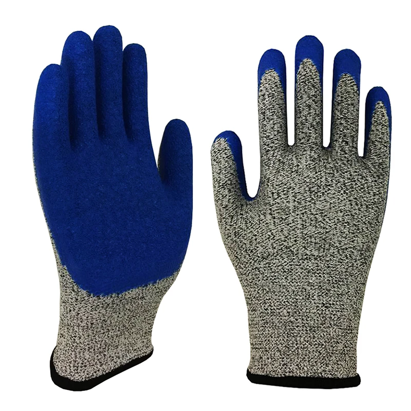 Rubber Latex Coated Glove Grey Palm Work Gloves for Glass Industry