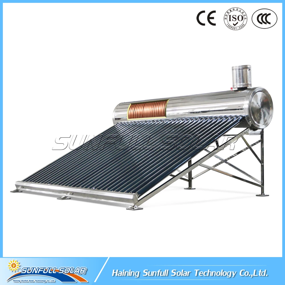 25 Degree pre-heated copper coil solar water heater with feeder tank