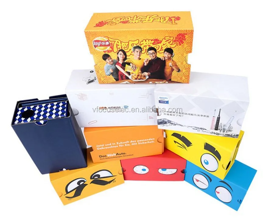 Stock Ready custom 4c offset printing cheap promotional vr 3d glasses headset google cardboard v2