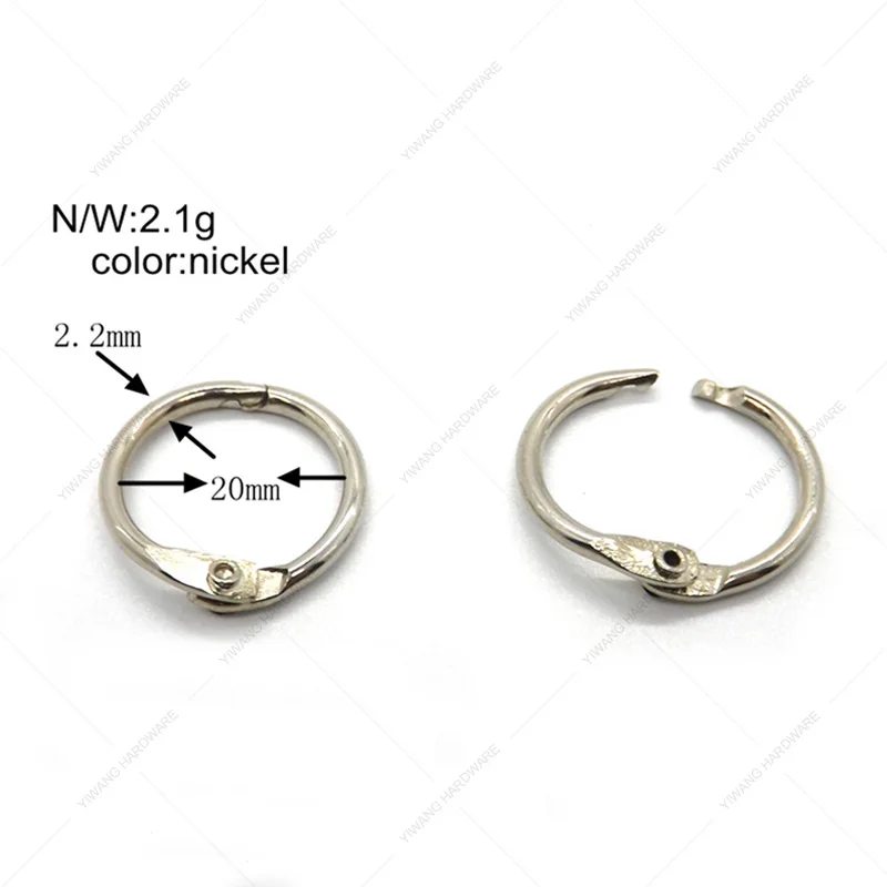 YIWANG 0.75 Inch Metal Loose Leaf Book Binding Ring Metal Office Book Rings Key Rings