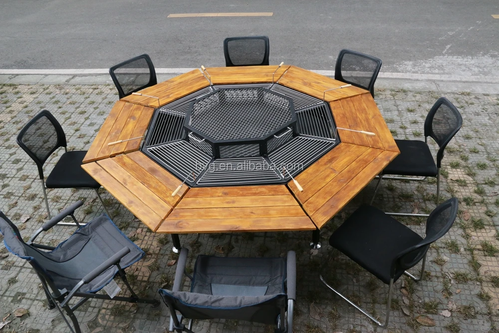 
Customized Design Outdoor Folding BBQ 8 persons Charcoal Portable Barbecue Table 