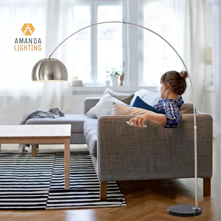 Modern Fishing Metal Standing Arc Floor Lamp For Living Room