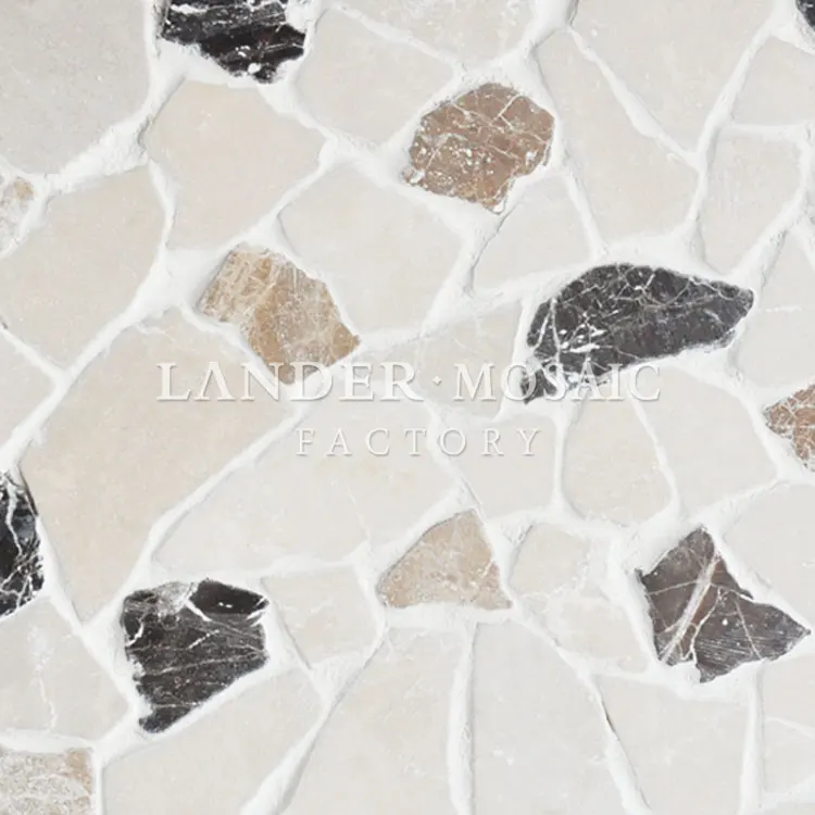 
crema marfil emperador light and dark marble mosaic pebble stone mosaic tile for floor and pool 