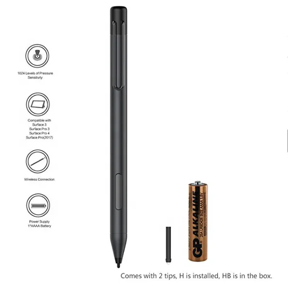 Chinese factory ODM Custom active stylus pen 1024 levels of pressure sensitivity with tilt tablet stylus pen for surface pro