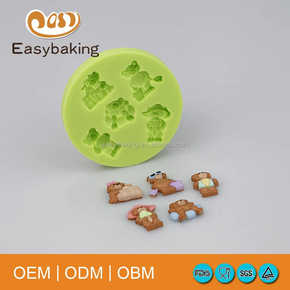 Jenny Bakery Teddy Bear Silicone Molds For Cake Decorations Clay Chocolate Candy Biscuits