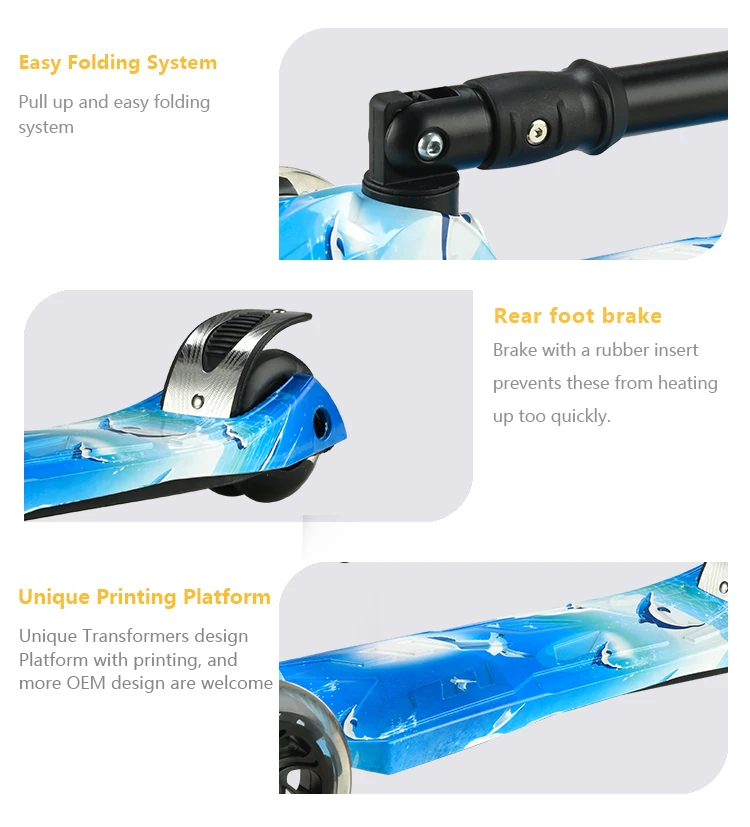 Chinese child tri kick scooter/baby stroller with low price wholesale with printing