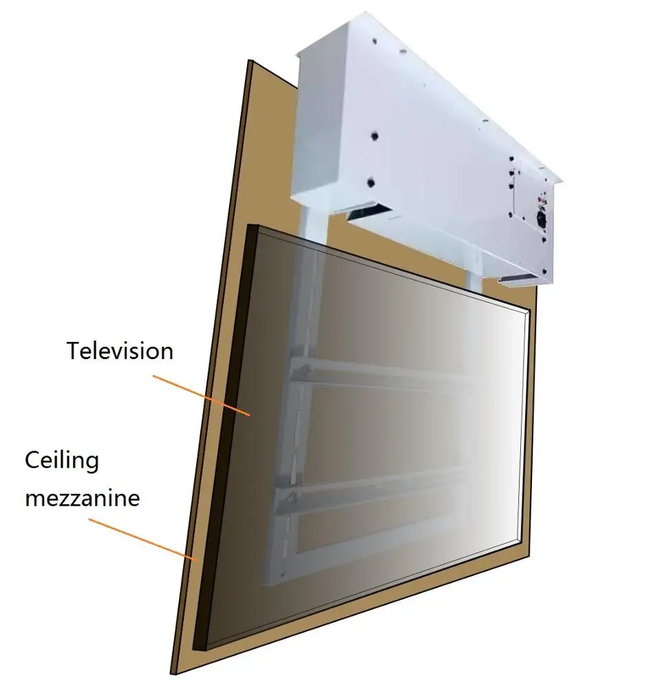 Built-Down In-Home motorized remote control flip-down ceiling tv lift 42 50 55 inch
