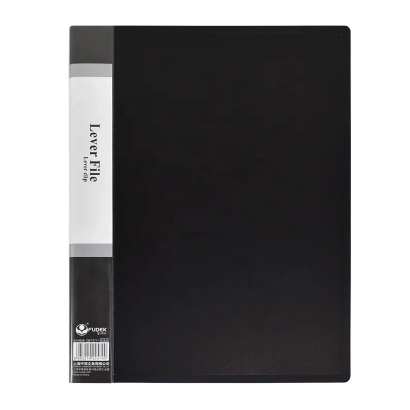 A4 size PP spring clips quality clip black color custom case shape plastic 3 ring binder file folder