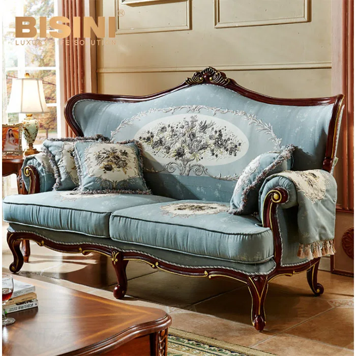 Bisini European Style American Country Three-dimensional Relief Embroidery Living Room Furniture Sofa set BF0275-08e