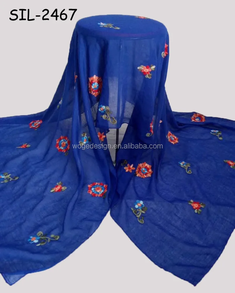 Wholesale great weaving pretty arab womans dress clothes headcloth coverchief hijab round flower embroidery new muslim scarf