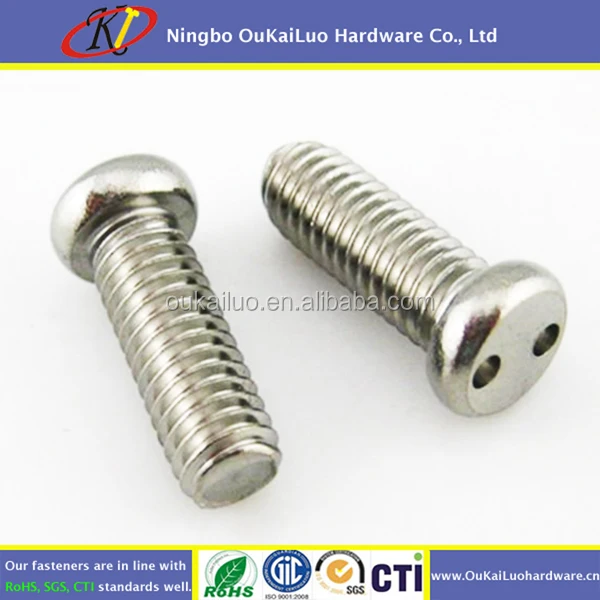 Carbon steel snake eye two holes screws named Security Screws