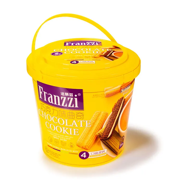 5.2L IML round plastic tub with handle  plastic IML biscuit packaging container bucket with tamper evident proof