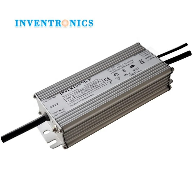  EUG-075S105DV Inventronics 75 Вт IP67 70-1050mA 36 ~ 107Vdc широкий регулируемый настоящий светодиодный драйвер затемнения производители