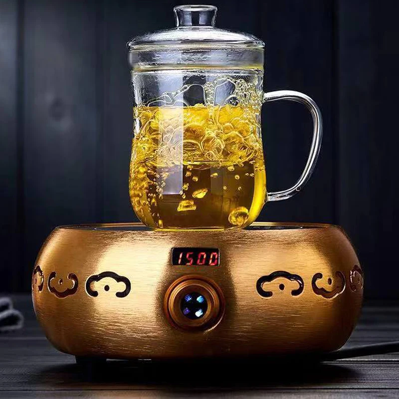 Chinese Tea Set Three-piece Scented Tea Cup with Filter Hand-blown Round Penguin Mug with Animal Print Glass Lid Heatable 500ml