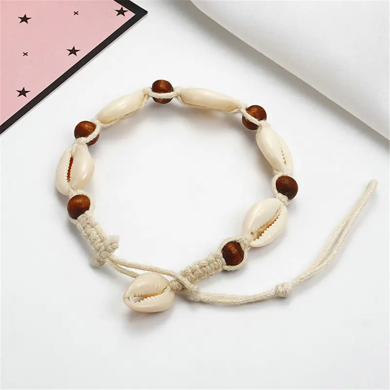 Fashion Summer Beach Vacation Handmade Elastic Anklet  hawaiian bangle Jewellery Pendant conch Shell Anklet For Women