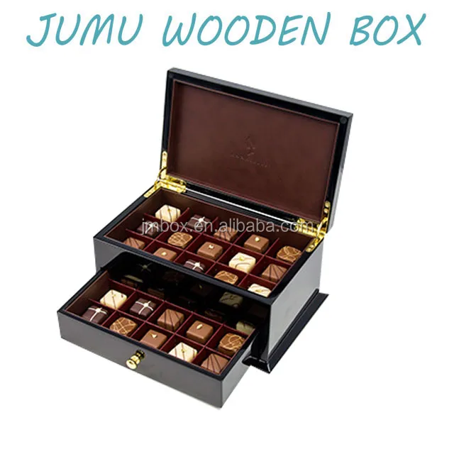 dubai black wood chocolate gift box with drawer