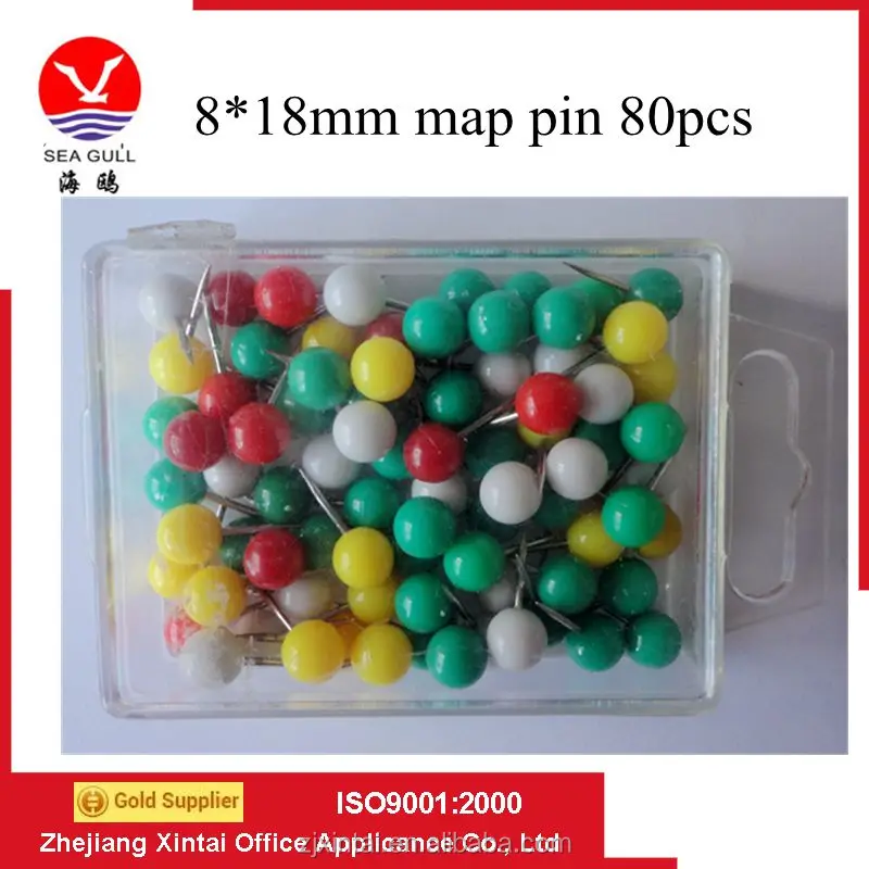 50pcs bright color ball head map pin push pin /thumb tack