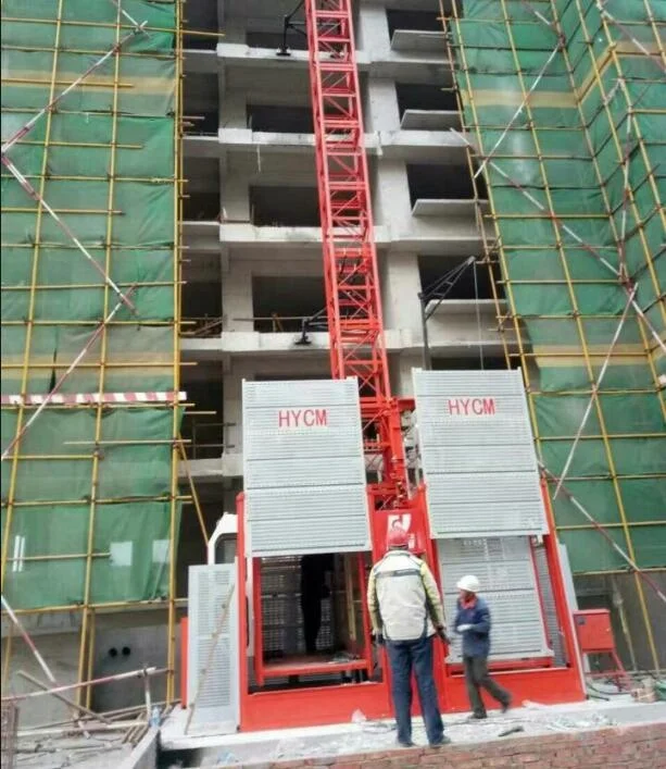 1000kg construction material hoist SS100/100 model with double cage