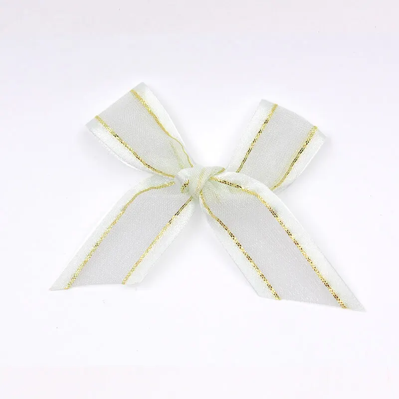 wholesale beautiful polyester pre made and ready made mini satin ribbon bows