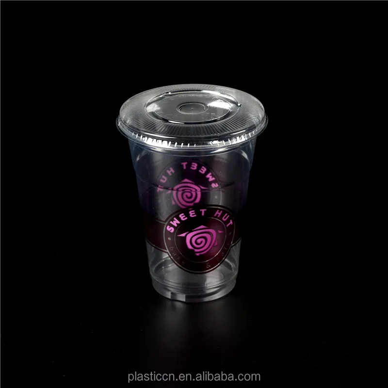 Customized logo Printing Transparent Disposable pp Plastic Cups with Lids