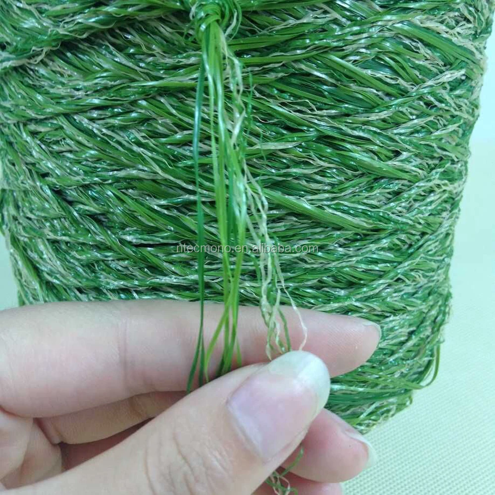Hot sale NTEC 11000 dtex/16F PE Straight+ PP Curly Artificial Grass Yarn for Landscaping with good price