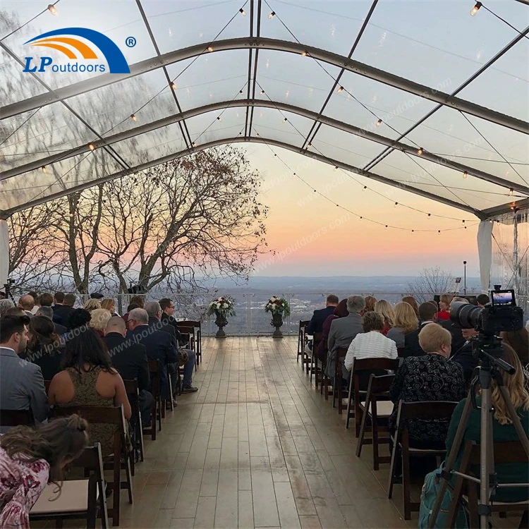 waterproof aluminum frame arcum party tent with ceiling decoration for wedding banquet event