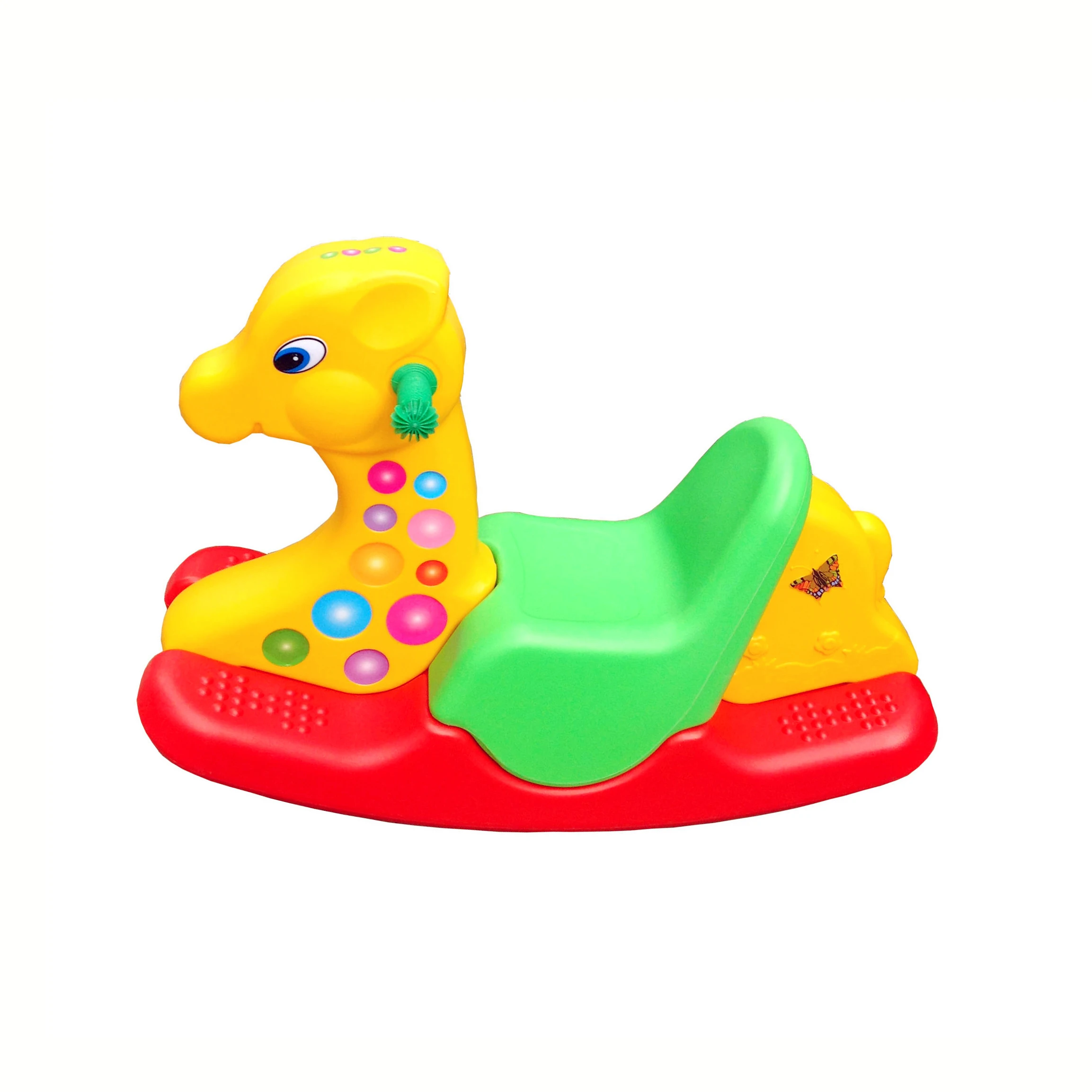 Tri-color children plastic rocking horse