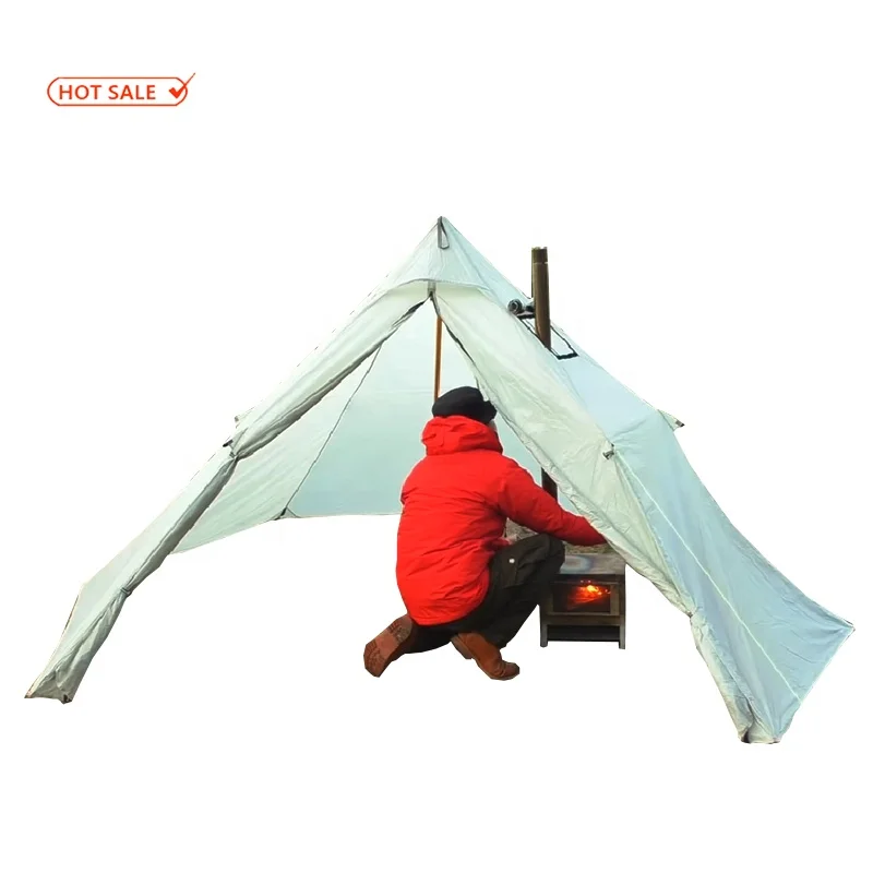 Single Layer Outdoor Nylon Hiking Pyramid Cone  Chimney Tent