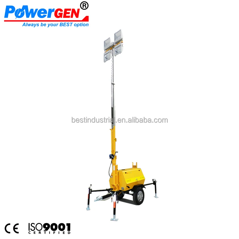 POWERGEN, 8 м, высокая мачта с металлическим галогенным прожектором, мобильная световая башня 4x1000 Вт