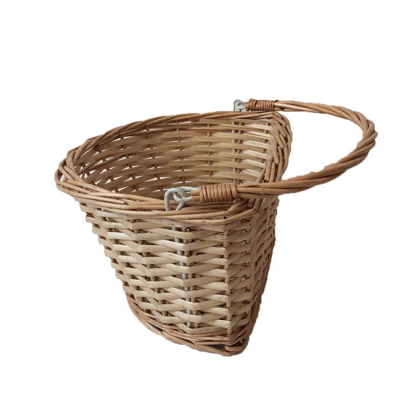 White Willow Woven Baskets With Double Handle Cream Liner For Christmas Gift Bread