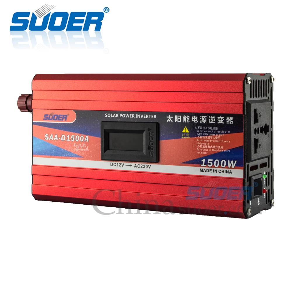 Suoer 12v1500w dc ac modified sine wave single phase power converter inverter