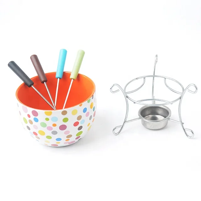 Chinese supplier wholesale rotatable cheese fondue set portable fondue set chocolate