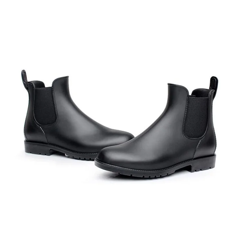 Classic Black Customized Women Rubber Rain Boots Factory Cheap Waterproof Elasticated Ankle Rubber Rain Shoes Ladies Sex Shoes