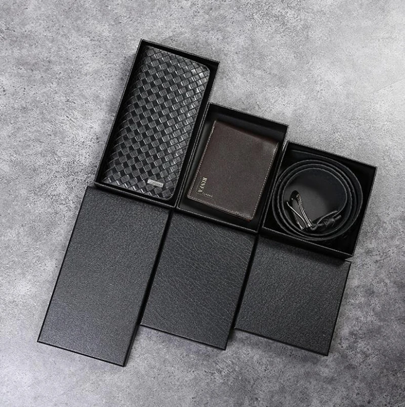
Dreamtop DTF187 high quality promotion packing paper box for wallet and belt customized brand name wallet gift box 