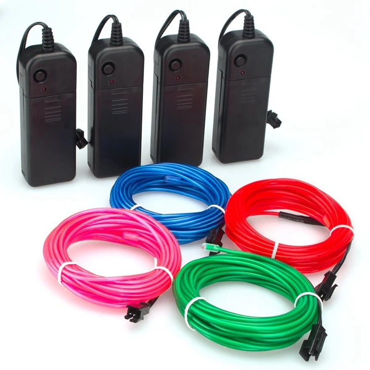 Неоновый светящийся провод rgb 3 м 2 мм с контроллером в инвертор для вечеринок