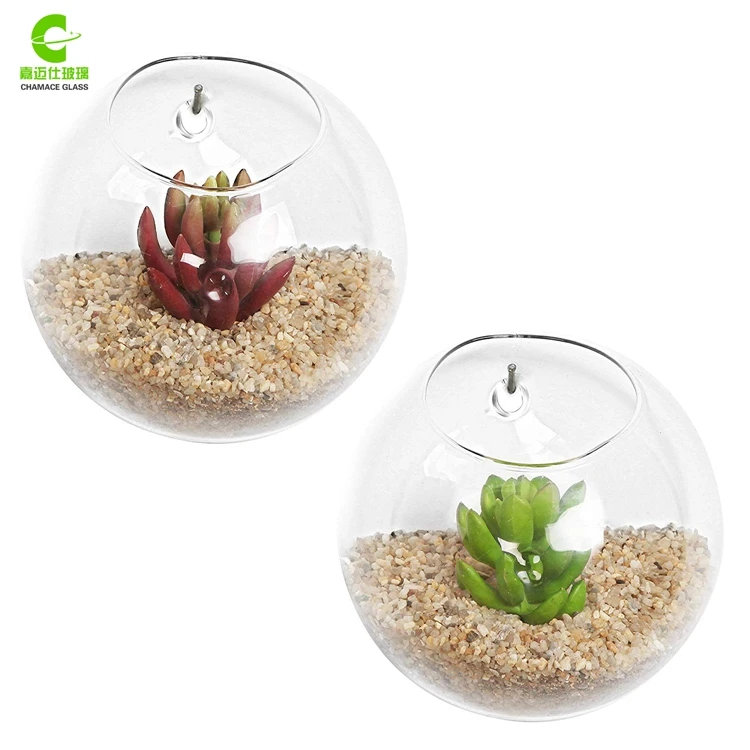 Wall hanging glass fishbowl, wall bubble terrarium, wall glass vase