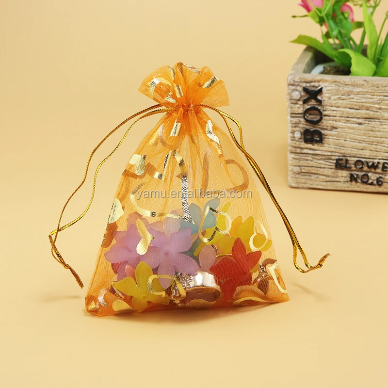 Customized colorful Drawstring jewelry gift Cheap organza gift bag