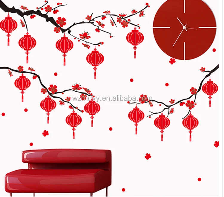 
 Китайские наклейки с Новым годом, цитаты, новогодние наклейки на стену, декоративные наклейки на стену, Китай, оптовая продажа  