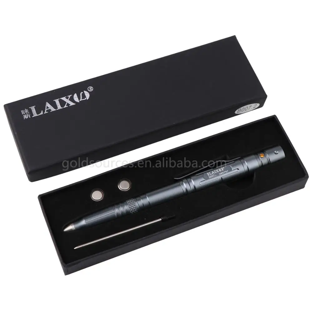 Multifunction Self Defense Products Tungsten Steel Head Tactical Pen With Led Flashlight Light