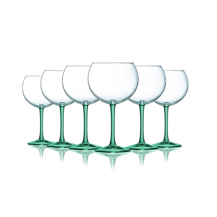 Hot Selling 20 oz Gin Goblets Colored Stem Red Wine glass