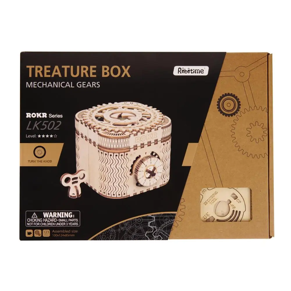 Robotime LK502 3D wooden puzzle treasure box for gift
