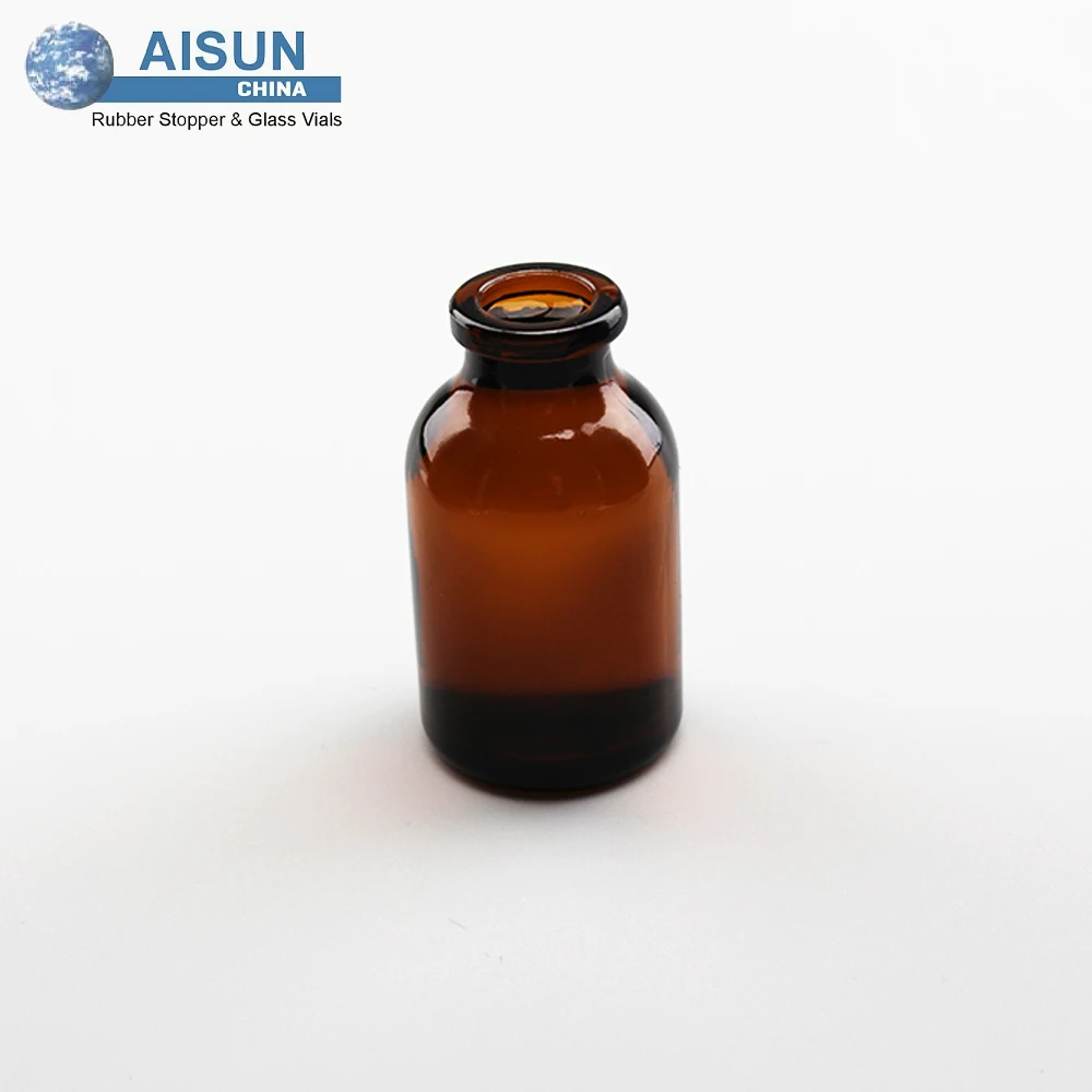 20ml moulded antibiotic glass sterile vials injection glass bottle with rubber stopper and flip off cap