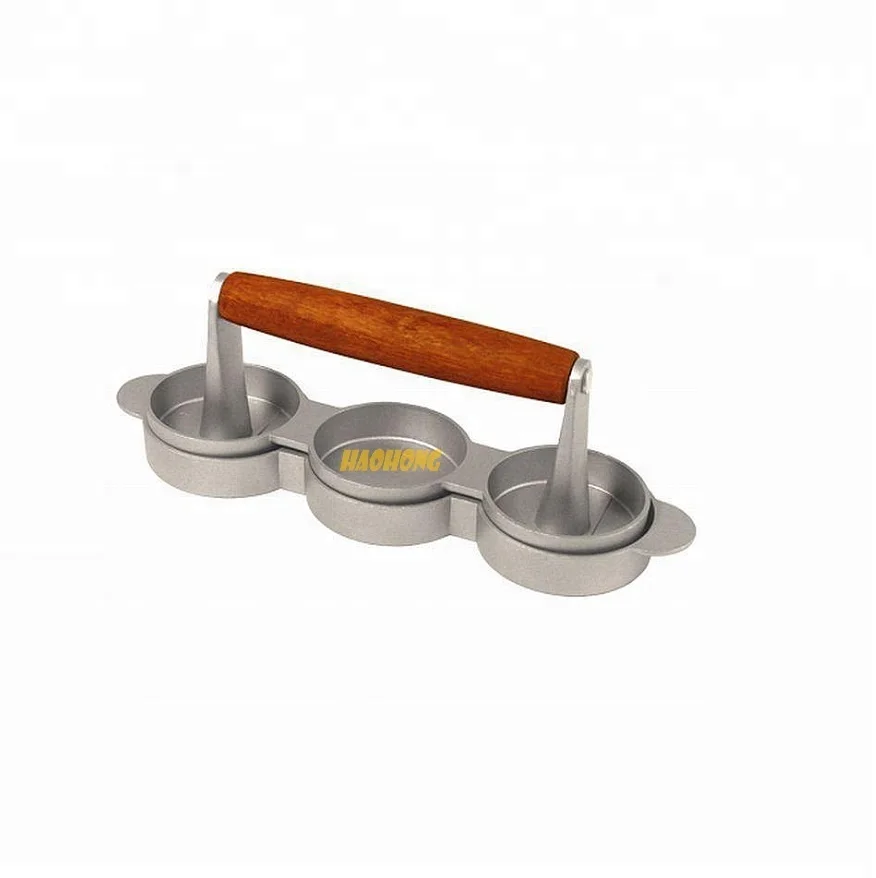 high quality Aluminum 3 slot mini hamburger patty maker burger press
